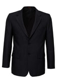 Mens Suit Jacket 2 Button Pinstripe Business Work Blazer Fully Lined - Black - 117