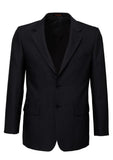 Mens Suit Jacket 2 Button Pinstripe Business Work Blazer Fully Lined - Black - 137