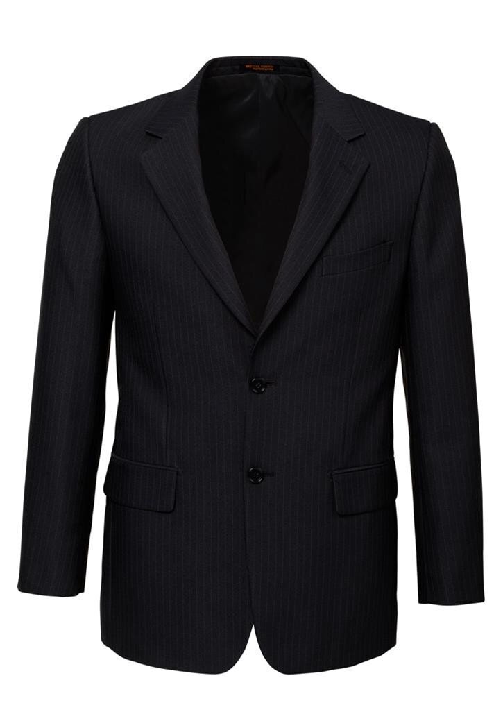 Mens Suit Jacket 2 Button Pinstripe Business Work Blazer Fully Lined - Black - 97