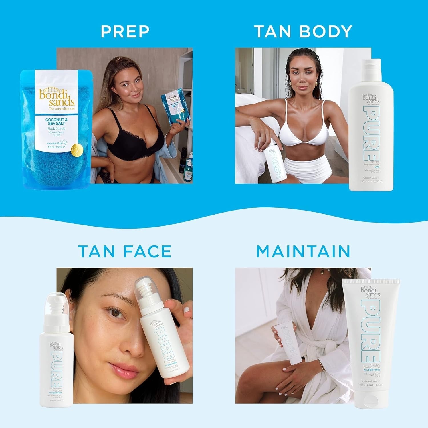 Bondi Sands 200ml Pure Self Tanning Foaming Water w/ Hyaluronic Acid Vegan