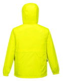 HUSKI STRATUS RAIN JACKET Waterproof Workwear Concealed Hood Windproof Packable - Yellow Fluro - M