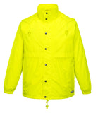 HUSKI STRATUS RAIN JACKET Waterproof Workwear Concealed Hood Windproof Packable - Yellow Fluro - S