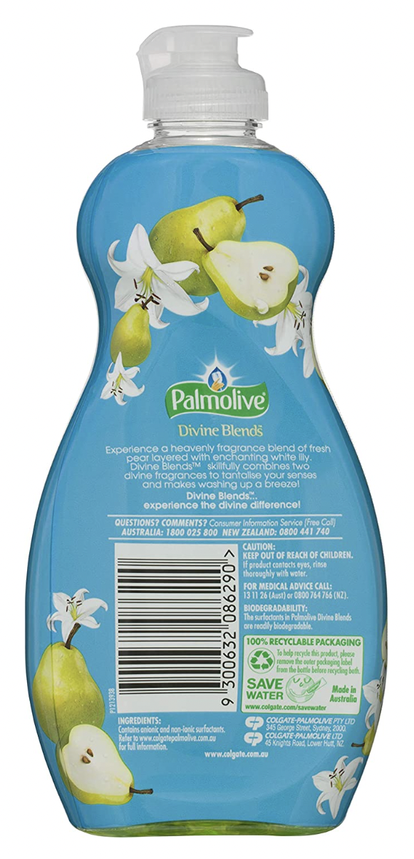 Laundry Cleaning Supplies: Palmolive Dishwashing Liquid Ultra Divine Blends 375ml - Fresh Pear & White Lily