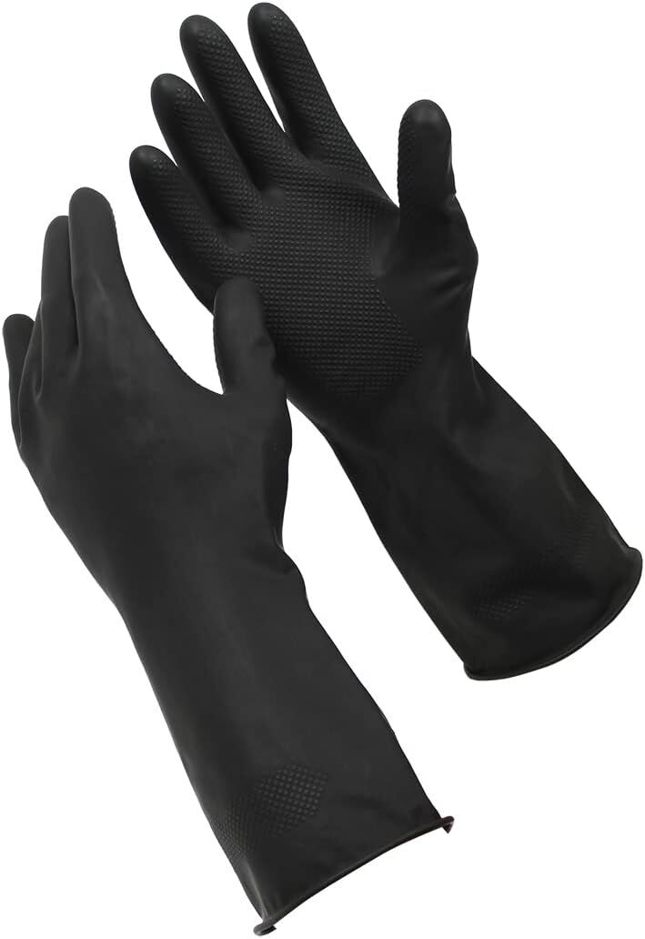 1 Pair Sabco Heavy Duty Latex Gloves w/ Cotton Lining - Large Size