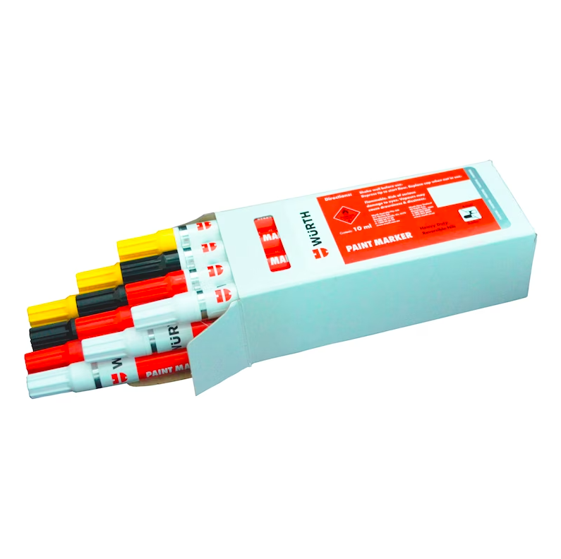 Pens & Pencils: 1 Pack of 12 Wurth Paint Markers Drawing Pens - Assorted Black Red White Yellow