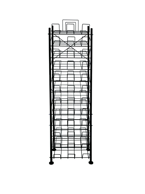 12 Tier Placemat Brochure Magazine Newspaper Display Rack Storage Stand on Wheels - Black Frame