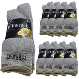 9 Pairs MERINO WOOL SOCKS Mens Heavy Duty Premium Thick Work Socks Cushion BULK - Grey - 11-14