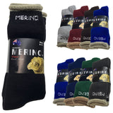 9 Pairs MERINO WOOL SOCKS Mens Heavy Duty Premium Thick Work Socks Cushion BULK - Mystery Mix of 2 Colours - 11-14