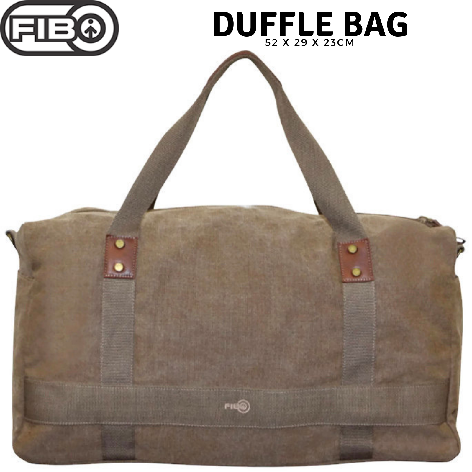 Men's Accessories: FIB 52cm Canvas Travel Duffle Bag Casual Duffel - Khaki