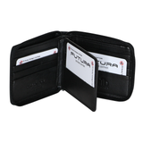 Men's Accessories: Futura Mens Zip Around Leather Wallet RFID Gift - Black