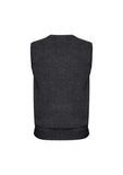Mens Wool Blend V Neck Vest Sleeveless Double Knit  - Charcoal - 5X-Large