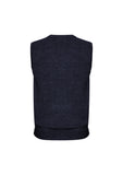 Mens Wool Blend V Neck Vest Sleeveless Double Knit  - Navy - 5X-Large