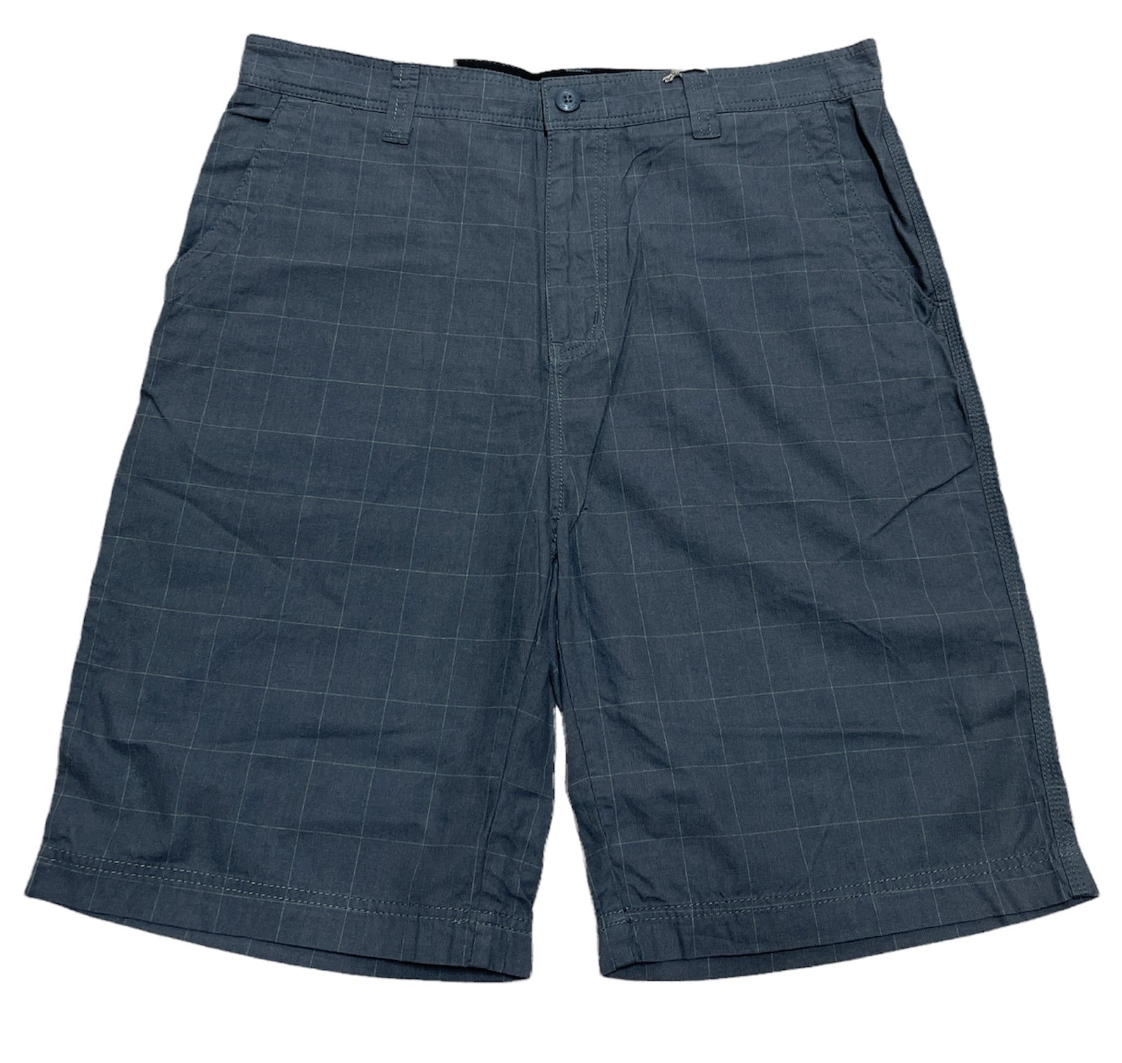 Mens 100% Cotton Summer Shorts - Check Grey - 2XL/38