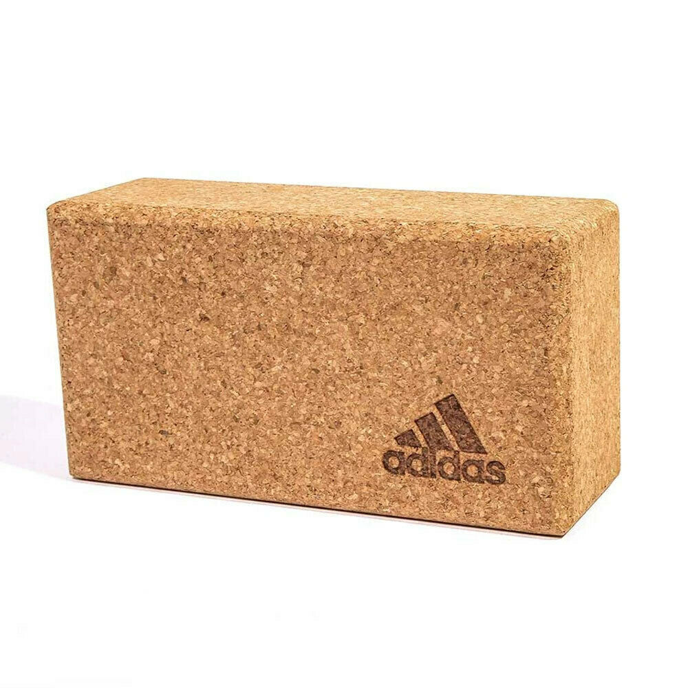 Yoga & Pilates: Adidas Yoga Cork Block Home Gym Fitness Exercise Pilates Tool Brick - Brown