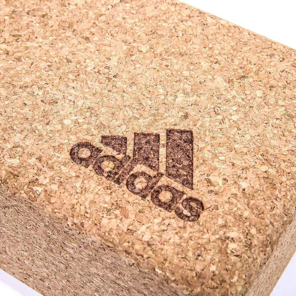 Yoga & Pilates: Adidas Yoga Cork Block Home Gym Fitness Exercise Pilates Tool Brick - Brown