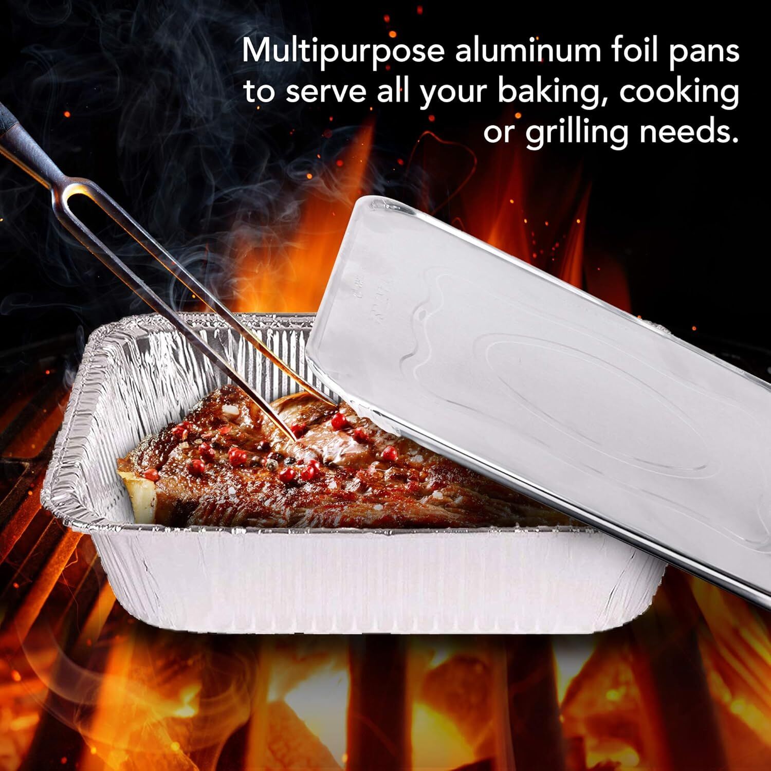 Storage Boxes: 20x Aluminium Disposable Foil Food Container Trays Pans w/ Lids Covers Bulk 22x15x4.5cm
