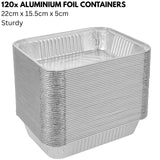144x Aluminium Disposable Foil Food Container Trays Pans Baking Roast Bulk 32x26x5.5cm