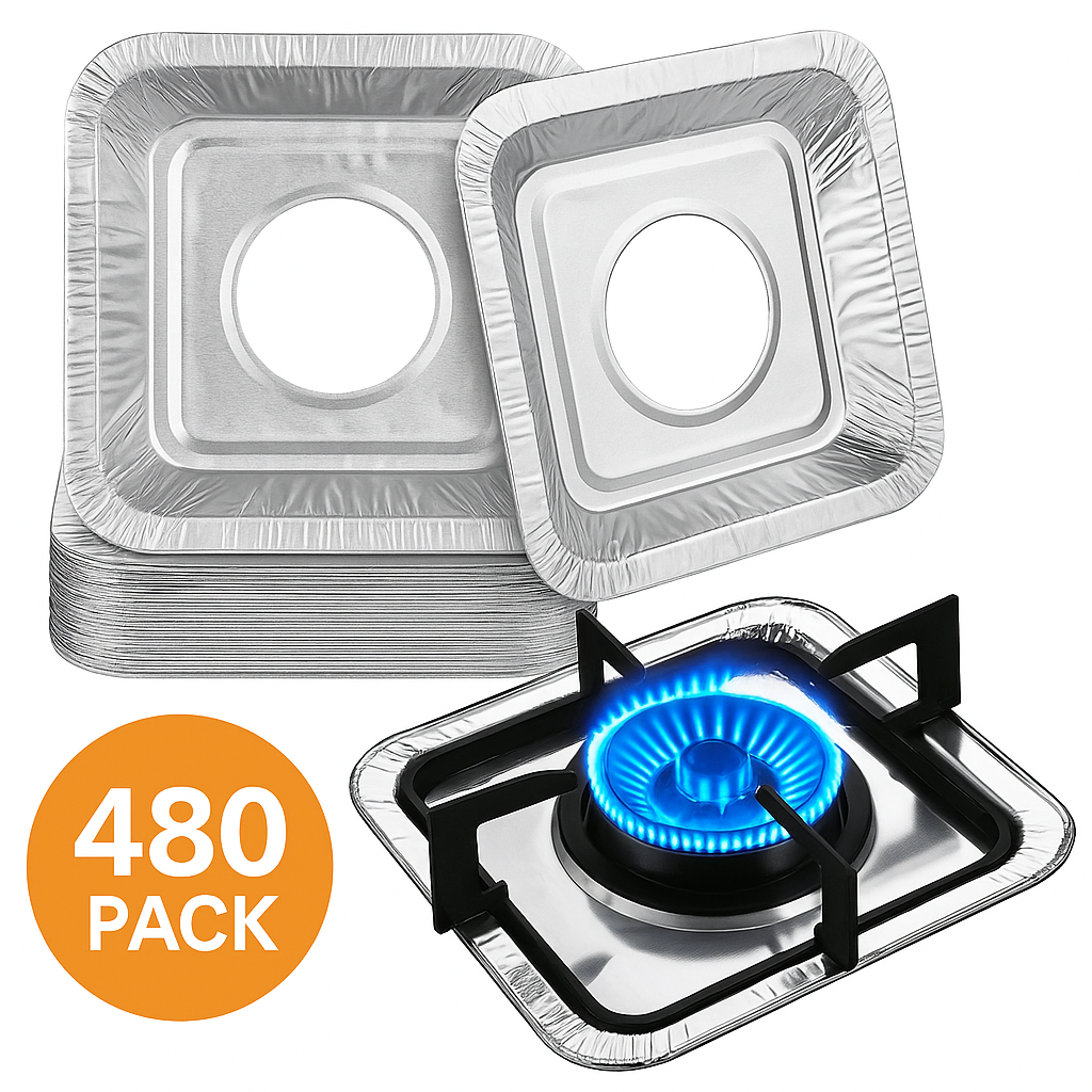 Storage Boxes: 480x Aluminium Disposable Foil Stove Burner Covers Bulk - Square