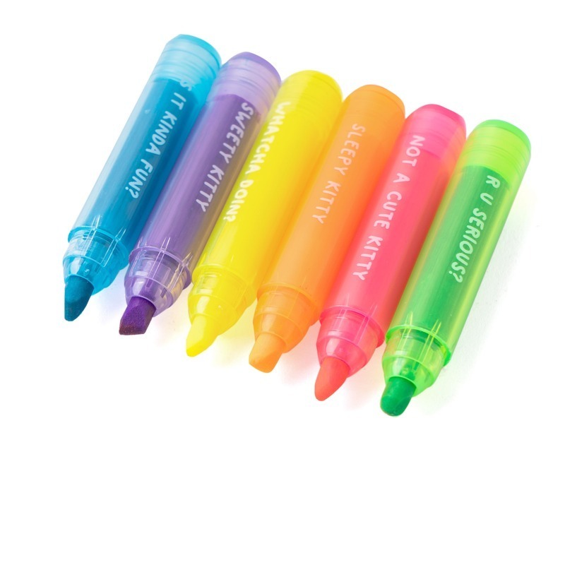 Pens & Pencils: 6pcs So Many Cats Cute Scented Mini Highlighter Pens