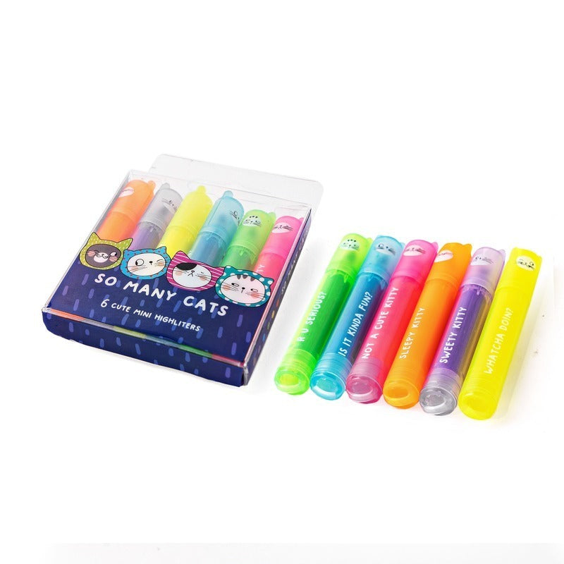 Pens & Pencils: 6pcs So Many Cats Cute Scented Mini Highlighter Pens