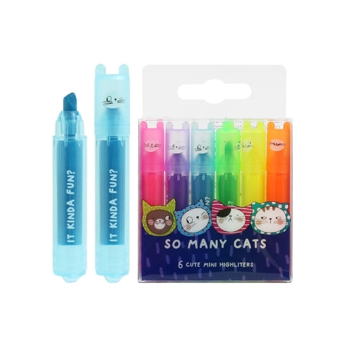 Pens & Pencils: 6pcs So Many Cats Cute Scented Mini Highlighter Pens