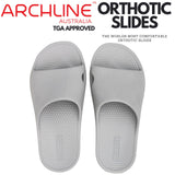 Archline Rebound Orthotic Slides Flip Flop Thongs Slip On Arch Support - Stone Grey - Euro 41