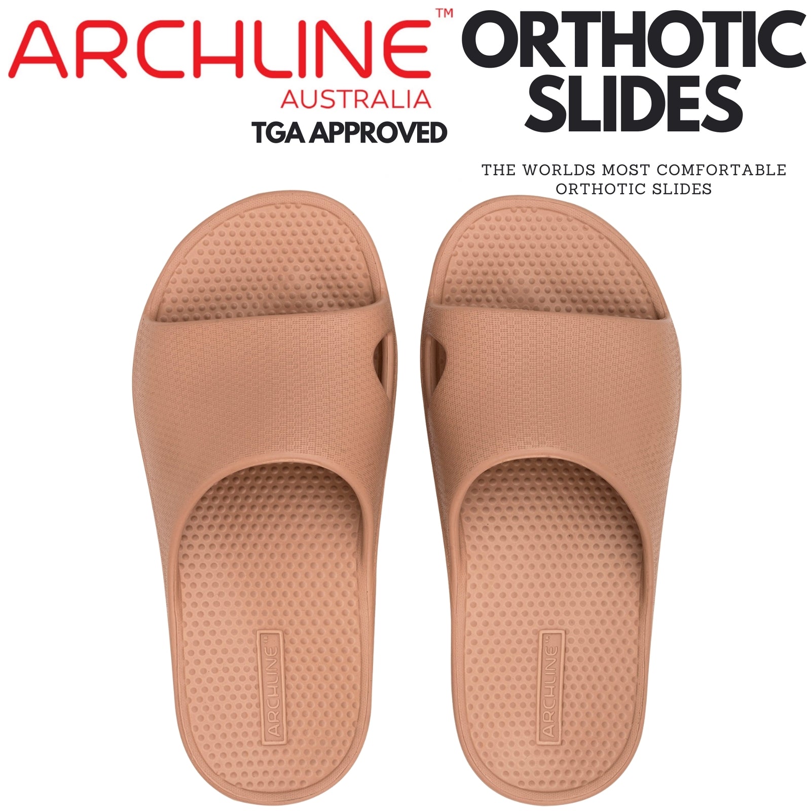 Men's Thongs & Sandals: Archline Rebound Orthotic Slides Flip Flop Thongs Slip On Arch Support - Putty - Euro 37