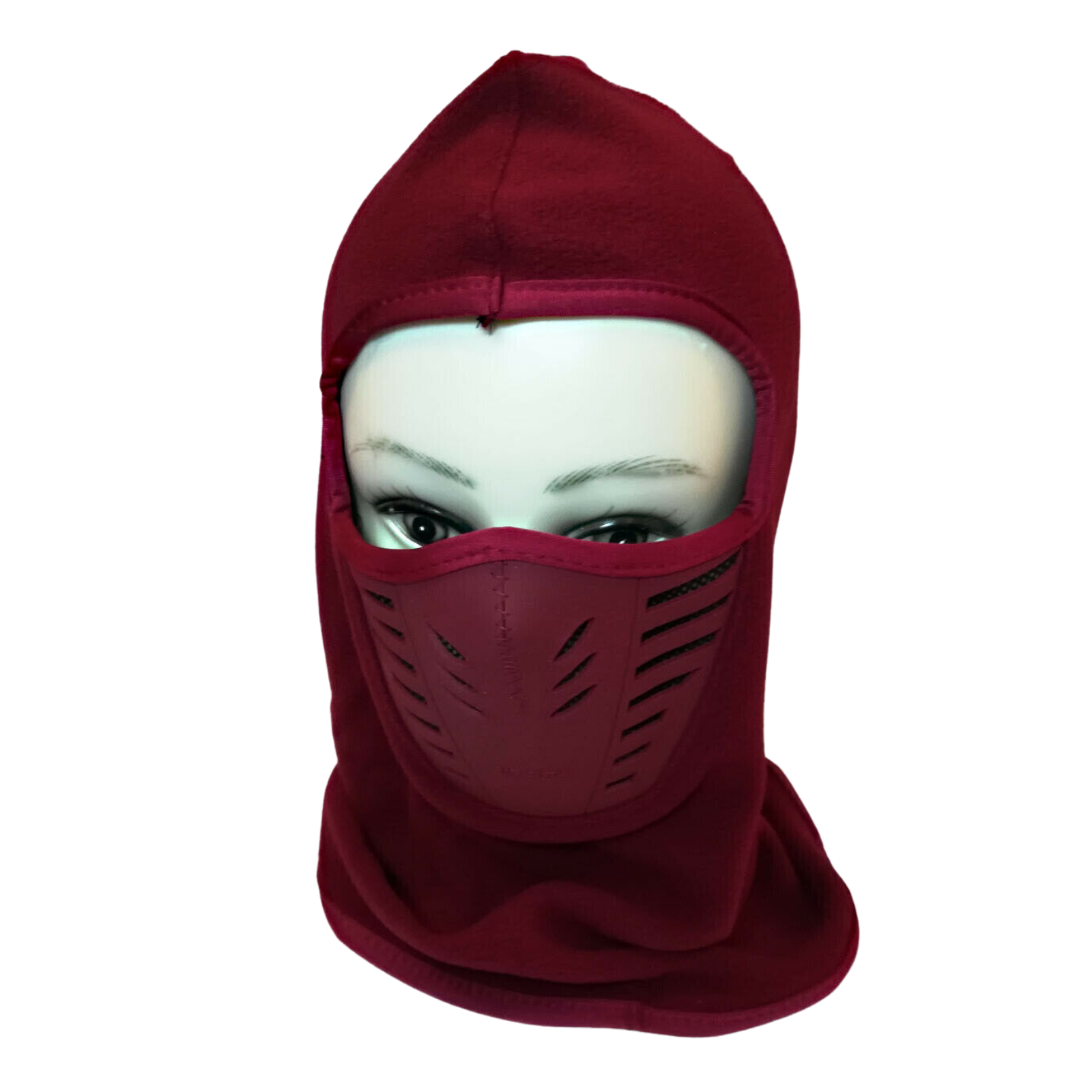 Thermal Fleece Balaclava Face Mask Windproof Ski Hood Neck Warmer - Burgundy