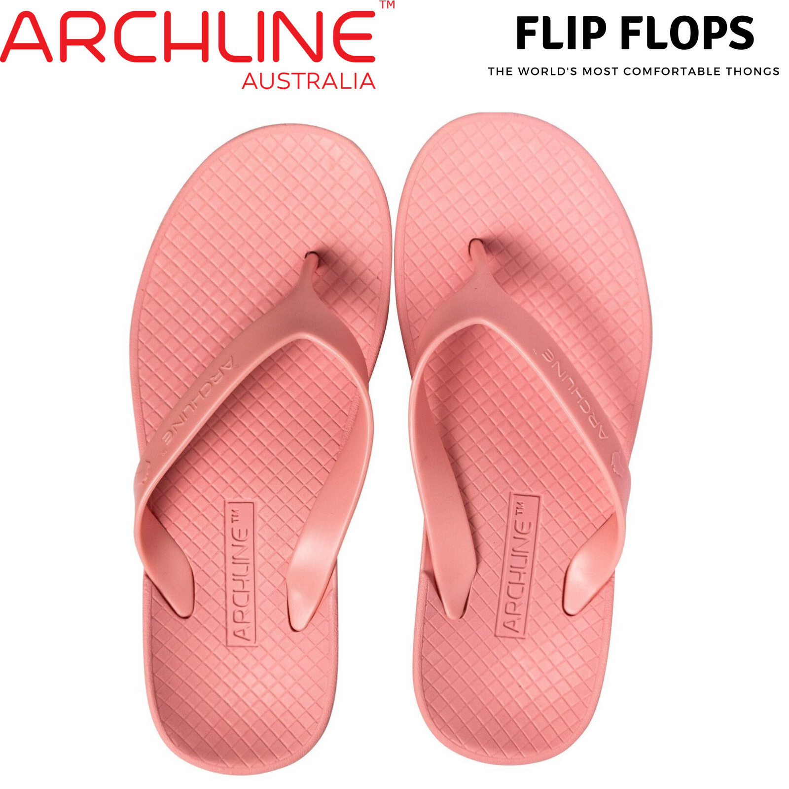 Men's Thongs & Sandals: ARCHLINE Orthotic Thongs Arch Support Shoes Flip Flops - Pastel Pink - EUR 41