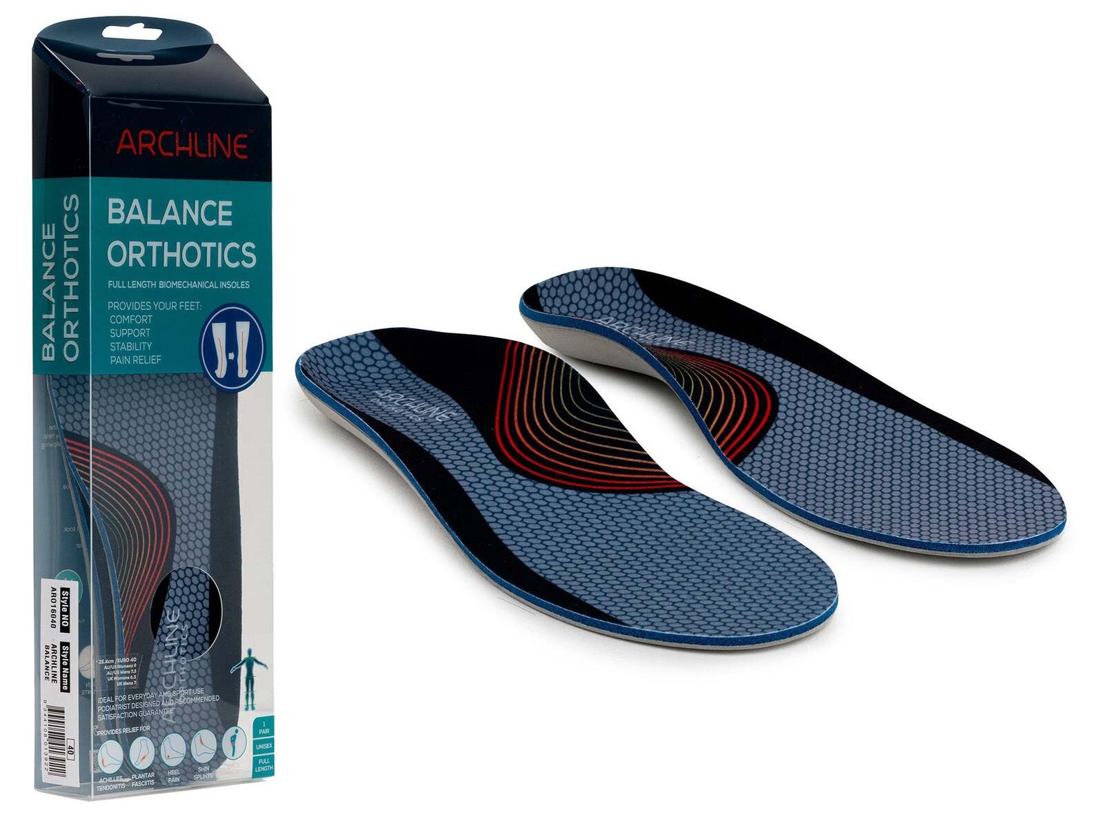 Supports & Braces: ARCHLINE Orthotics Insoles Balance Full Length Arch Support Pain Relief - EUR 41
