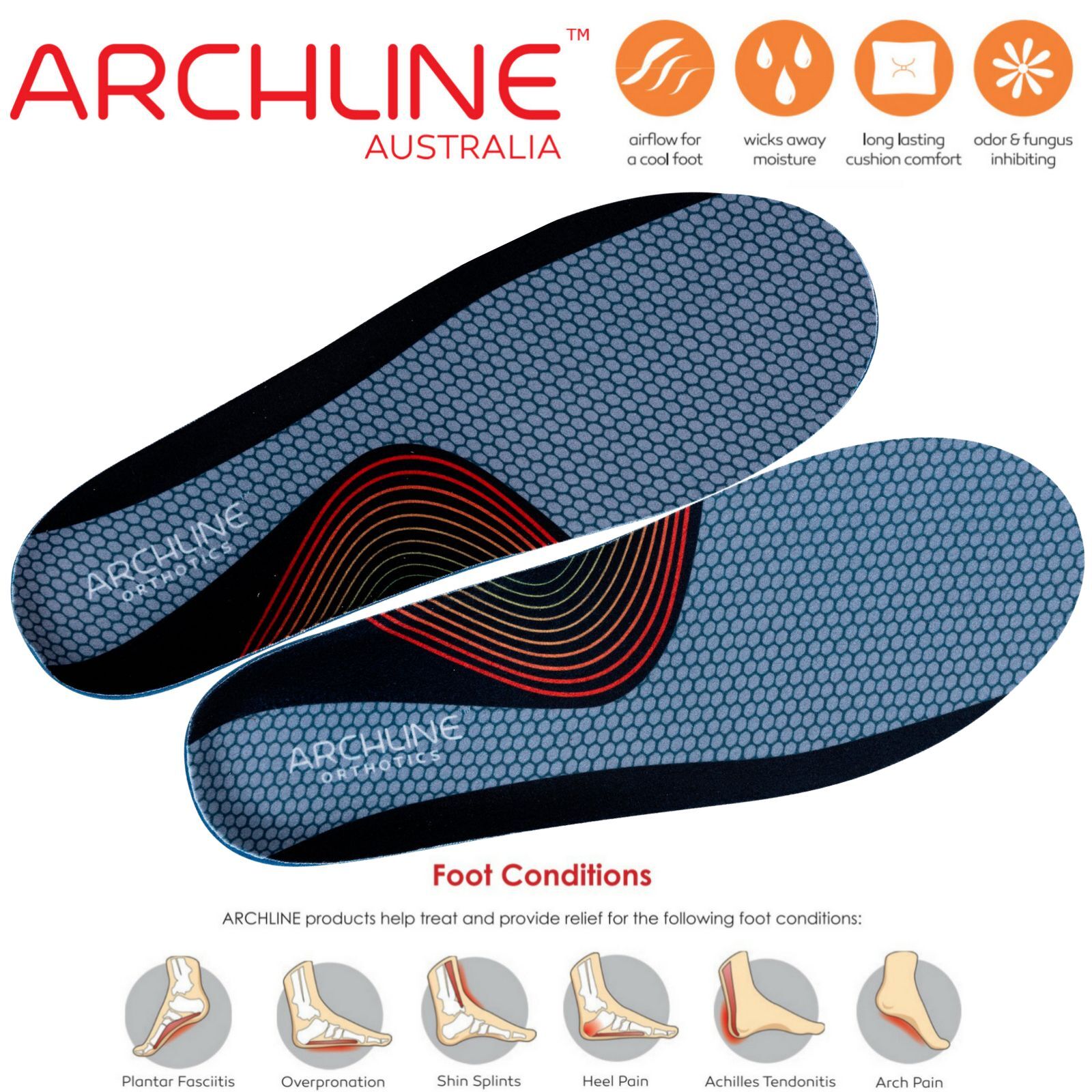 Supports & Braces: ARCHLINE Orthotics Insoles Balance Full Length Arch Support Pain Relief - EUR 45