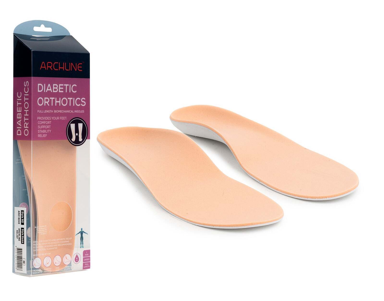 Supports & Braces: ARCHLINE Insoles Orthotics Full Length Arch Support Diabetics Plantar Fasciitis  - EUR 41