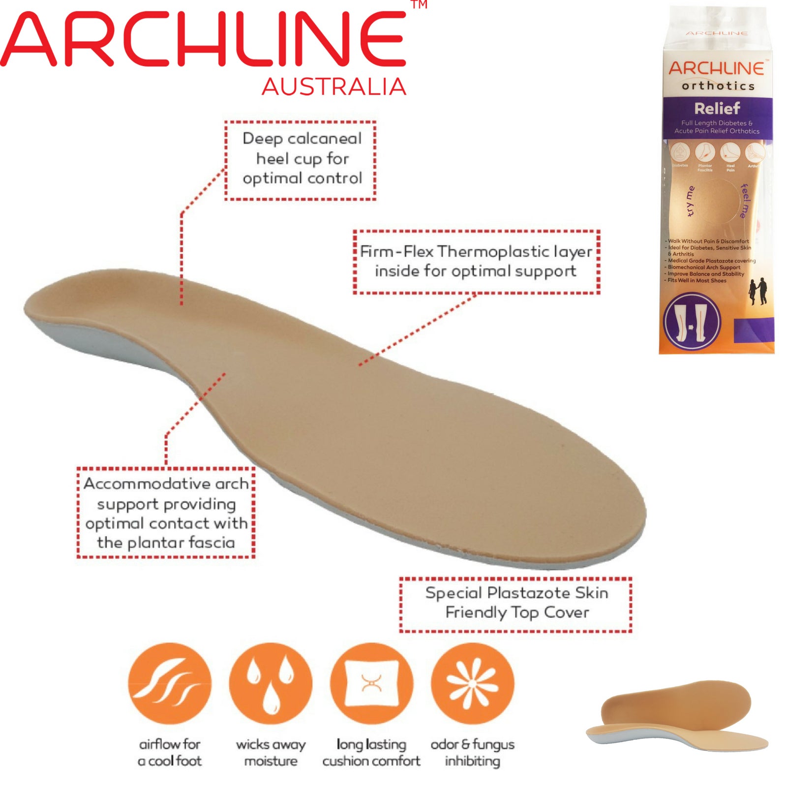 Supports & Braces: ARCHLINE Insoles Orthotics Full Length Arch Support Diabetics Plantar Fasciitis  - EUR 41