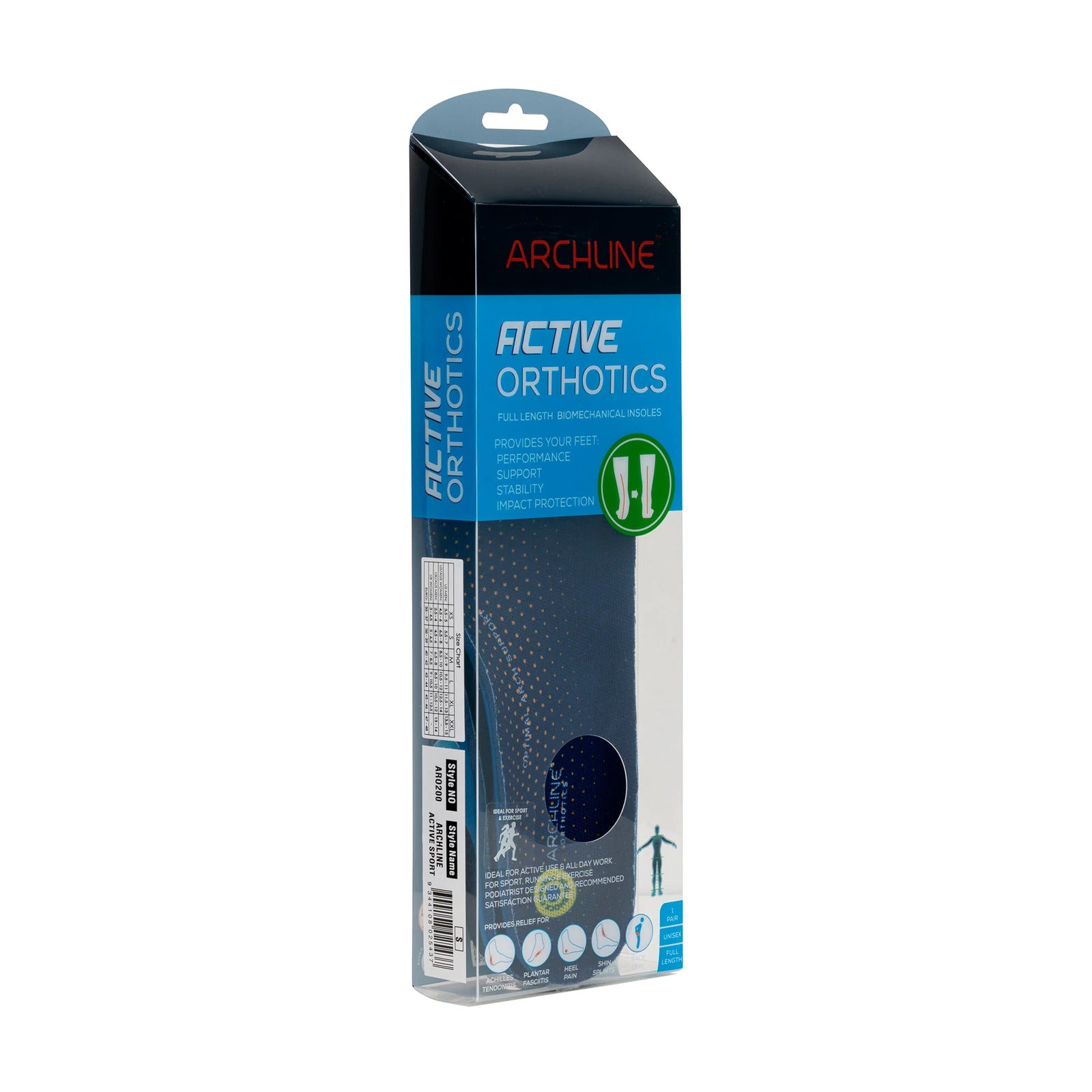 Supports & Braces: Archline Active Orthotics Full Length Arch Support Pain Relief - For Sports & Exercise - M (EU 40-42)