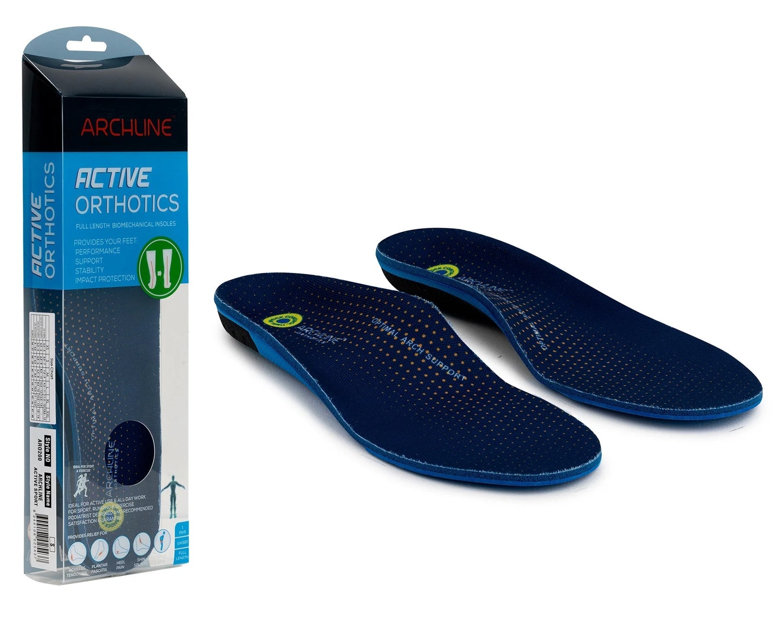 Supports & Braces: Archline Active Orthotics Full Length Arch Support Pain Relief - For Sports & Exercise - XL (EU 45-46)