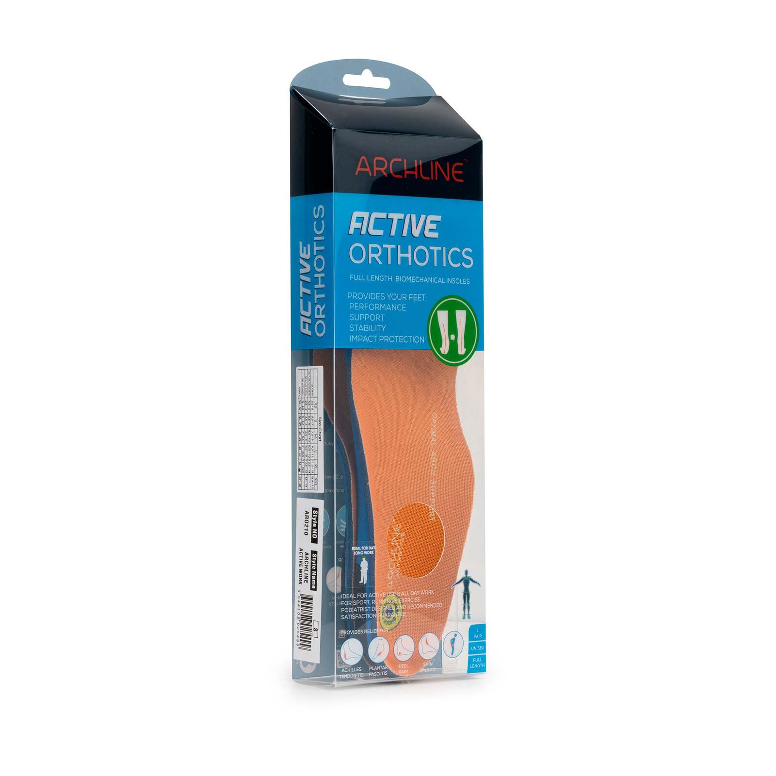 Supports & Braces: Archline Active Orthotics Full Length Arch Support Pain Relief Insoles - For Work - M (EU 40-42)
