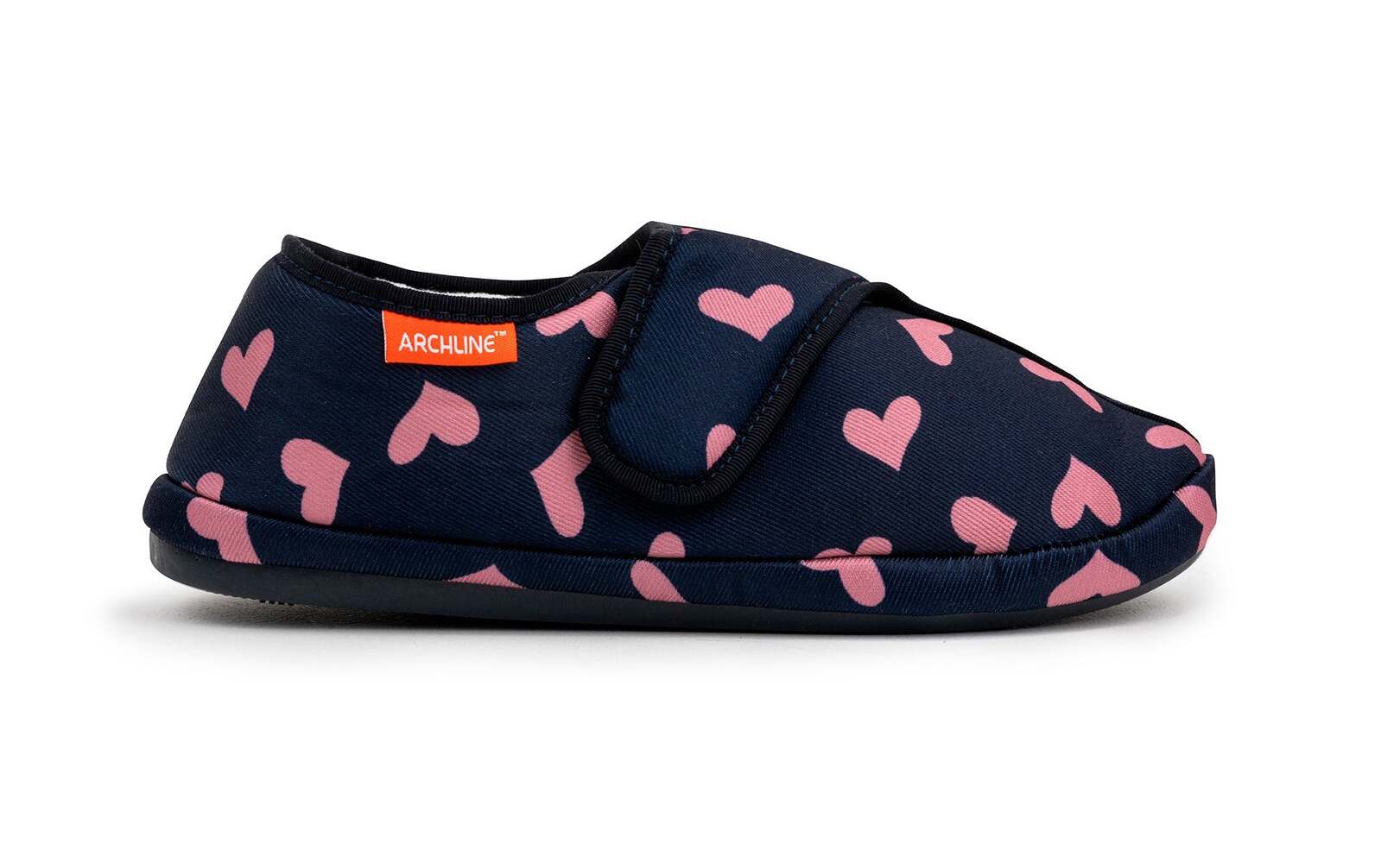 ARCHLINE Orthotic Plus Slippers Closed Scuffs Pain Relief Moccasins - Navy Hearts - EU 41
