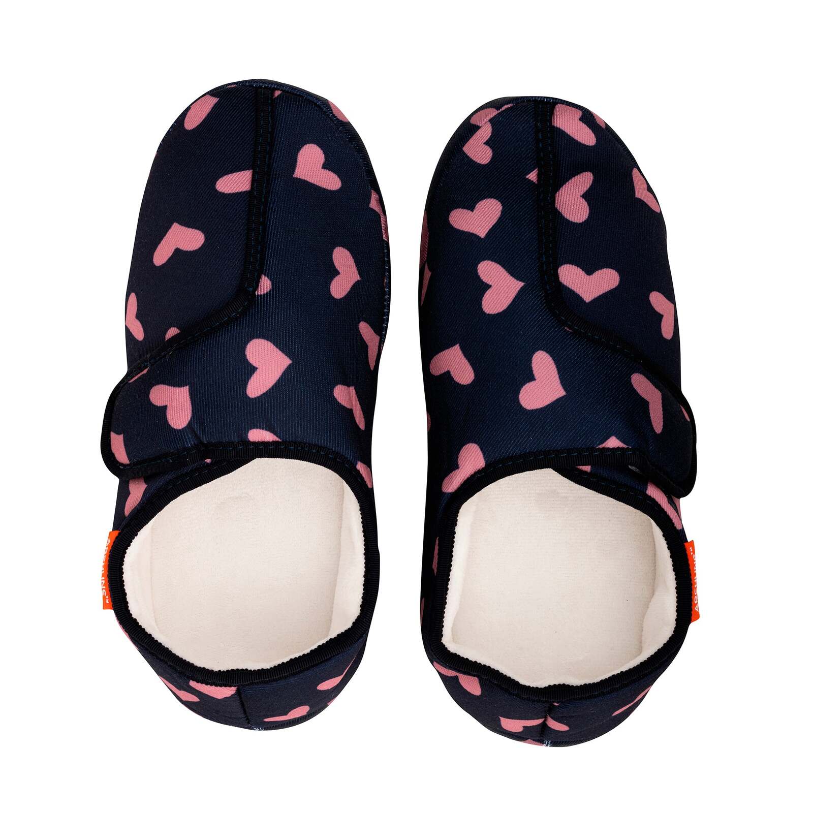 ARCHLINE Orthotic Plus Slippers Closed Scuffs Pain Relief Moccasins - Navy Hearts - EU 41