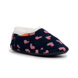 ARCHLINE Orthotic Slippers CLOSED Arch Scuffs Moccasins Pain Relief in Navy Hearts - EUR39