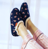ARCHLINE Orthotic Slippers CLOSED Arch Scuffs Moccasins Pain Relief in Navy Hearts - EUR39
