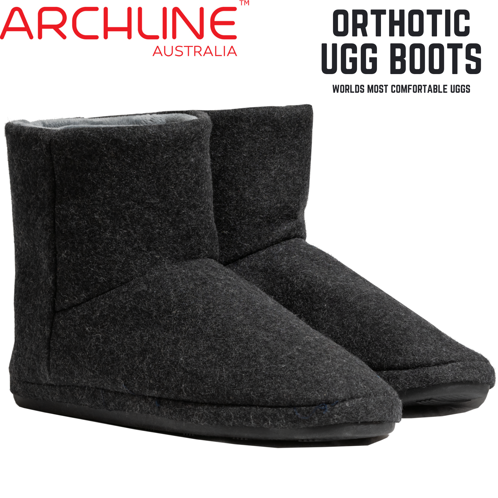 Men's Thongs & Sandals: Archline Orthotic UGG Boots Slippers Arch Support Warm Orthopedic Shoes - Black - EUR 40 (Mens US 7)