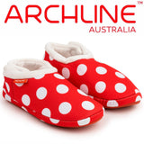 ARCHLINE Orthotic Slippers CLOSED Back Scuffs Moccasins Pain Relief - Red Polka Dots - EUR 37 (Womens 6 US)