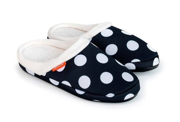 ARCHLINE Orthotic Slippers Slip On Arch Scuffs Pain Relief Moccasins - Polka Dots - EU 37