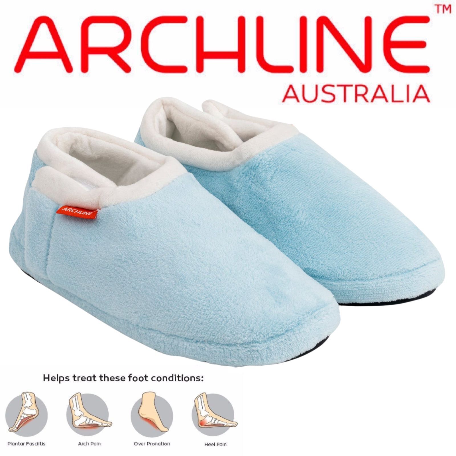 ARCHLINE Orthotic Slippers Closed Scuffs Pain Relief Moccasins - Sky Blue - EUR 42