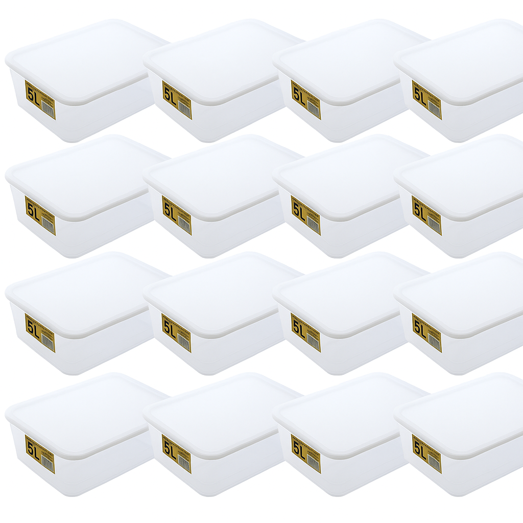 Food Storage: 16x 5L Food Storage Containers w/ Lids Bulk Lot - Made in Australia