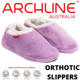 ARCHLINE Orthotic Slippers CLOSED Arch Scuffs Pain Relief Moccasins - Lilac - EU 40