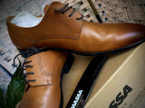 Massa Ascoli Leather Derby Dress Lace Up Shoes Wedding Business Formal in Tan - UK 8
