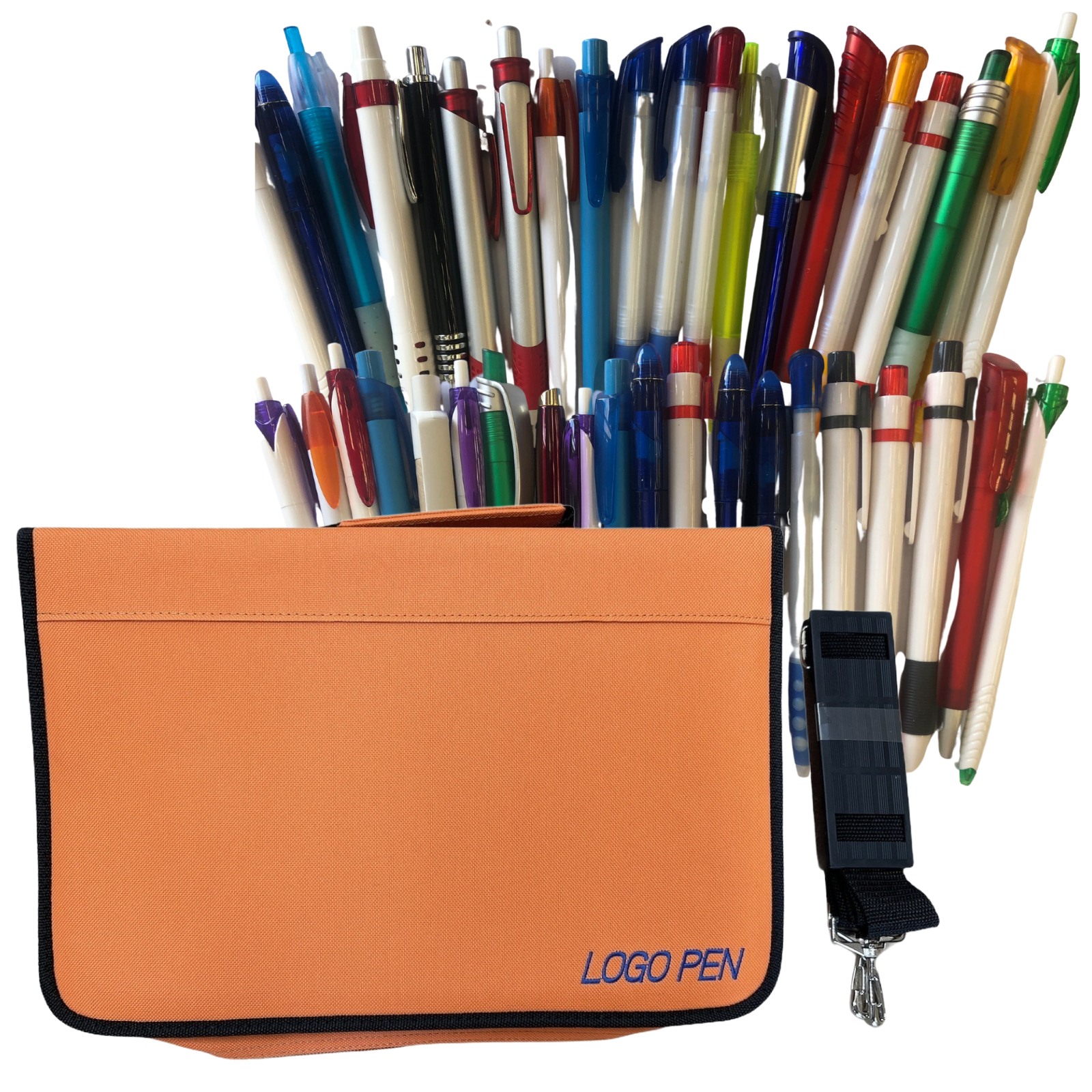Pens & Pencils: 120x Assorted Ball Point Pens + Pen Holder Folder School Office Business BULK