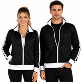 Identitee Mens Varsity Track Jacket Warm Winter Tracksuit Top Zip - Black/White - M