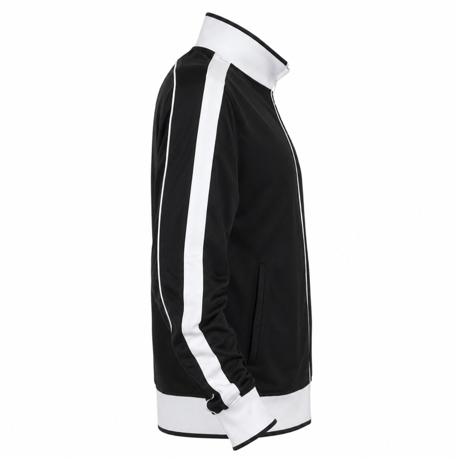 Identitee Mens Varsity Track Jacket Warm Winter Tracksuit Top Zip - Black/White - M